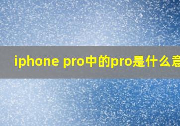 iphone pro中的pro是什么意思